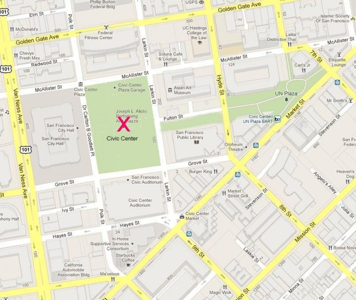 Kaart van San Francisco civic center