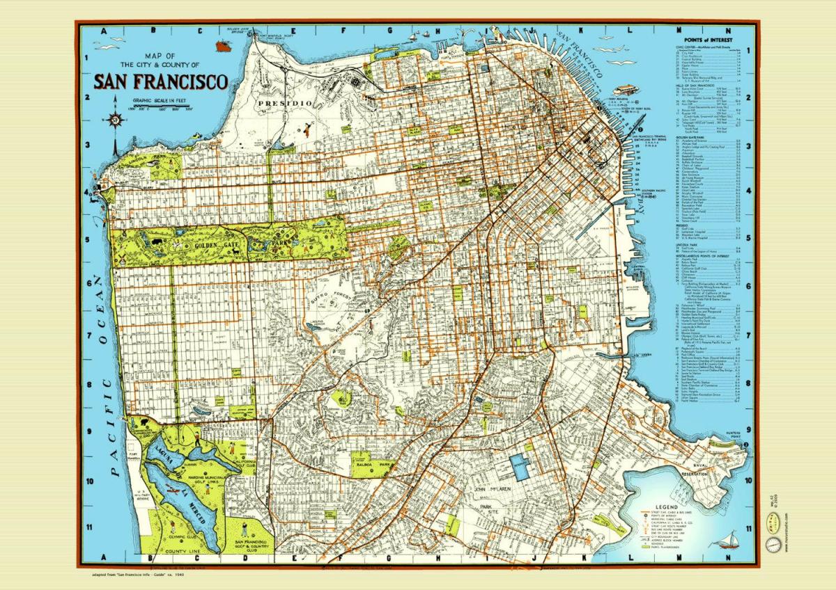 Kaart van San Francisco street poster