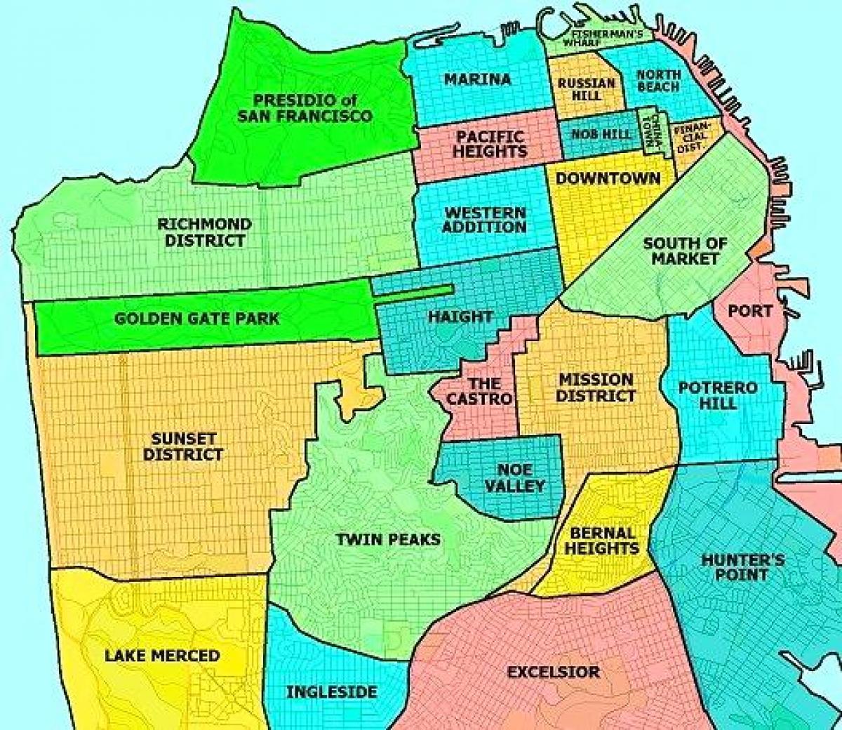 voorsteden van San Francisco kaart bekijken