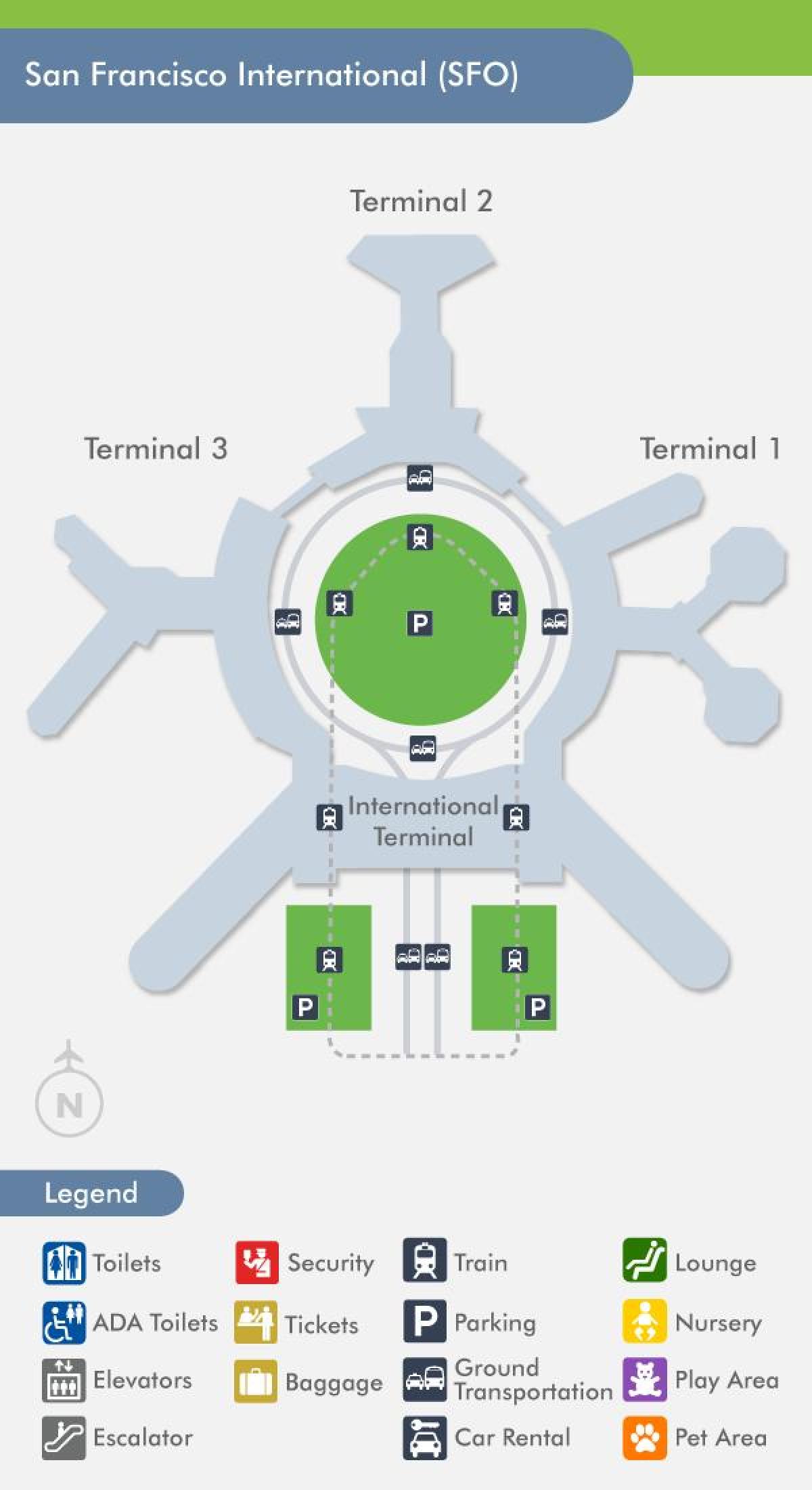 Kaart van SFO airport terminal 1