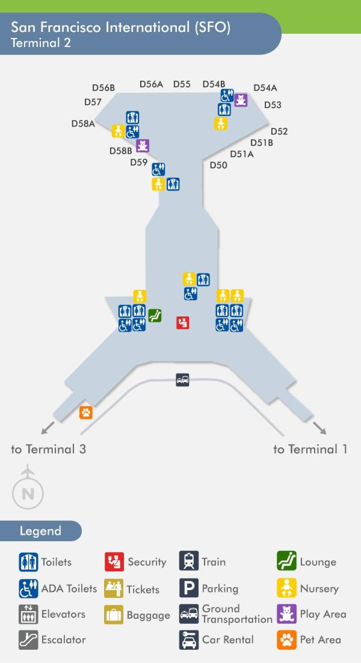San Francisco airport terminal 2 kaart