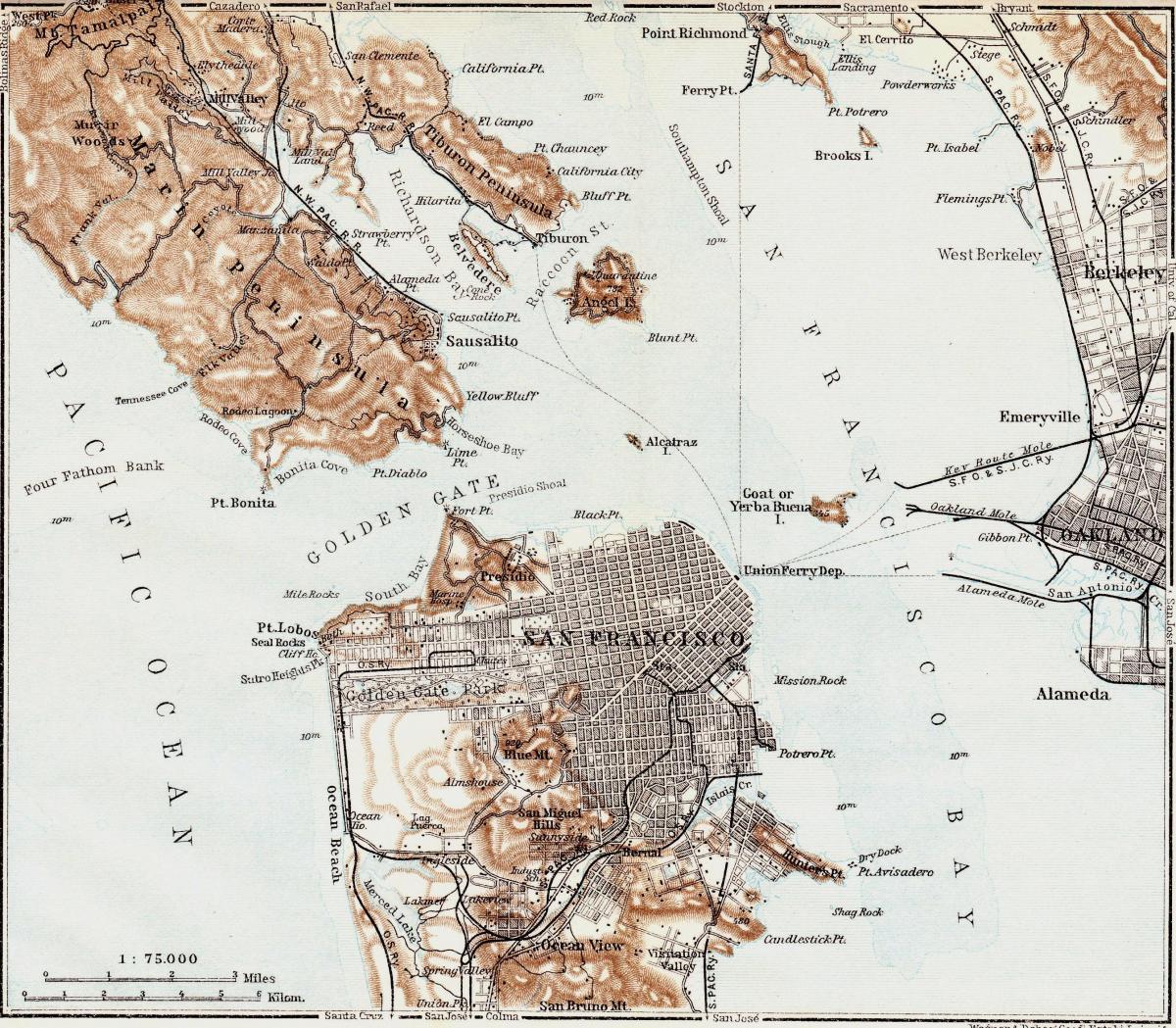Kaart van vintage San Francisco 