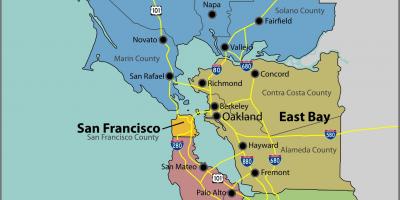De baai van San Francisco op een kaart