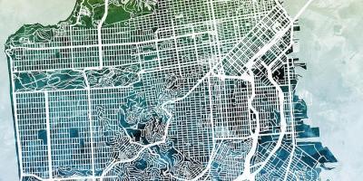 Kaart van de stad San Francisco art