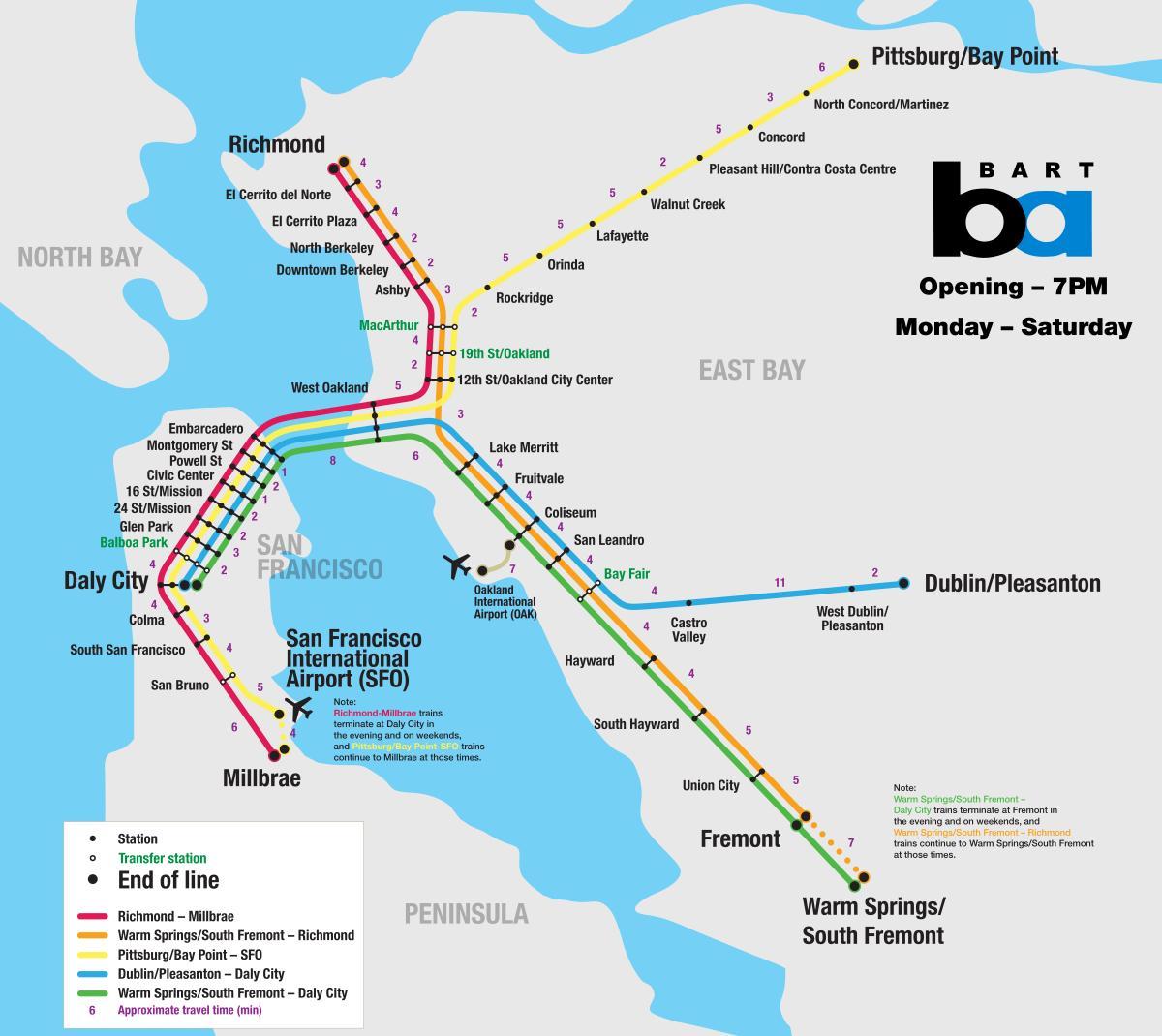 bart systeem San Francisco-kaart