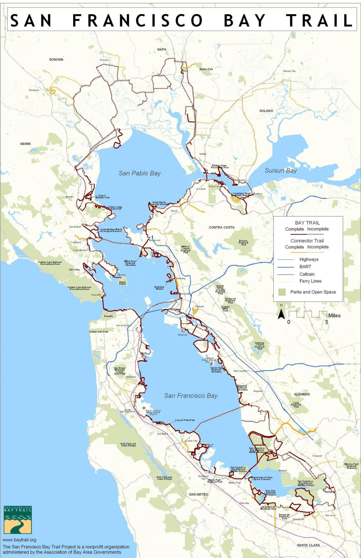 San Francisco bay trail kaart