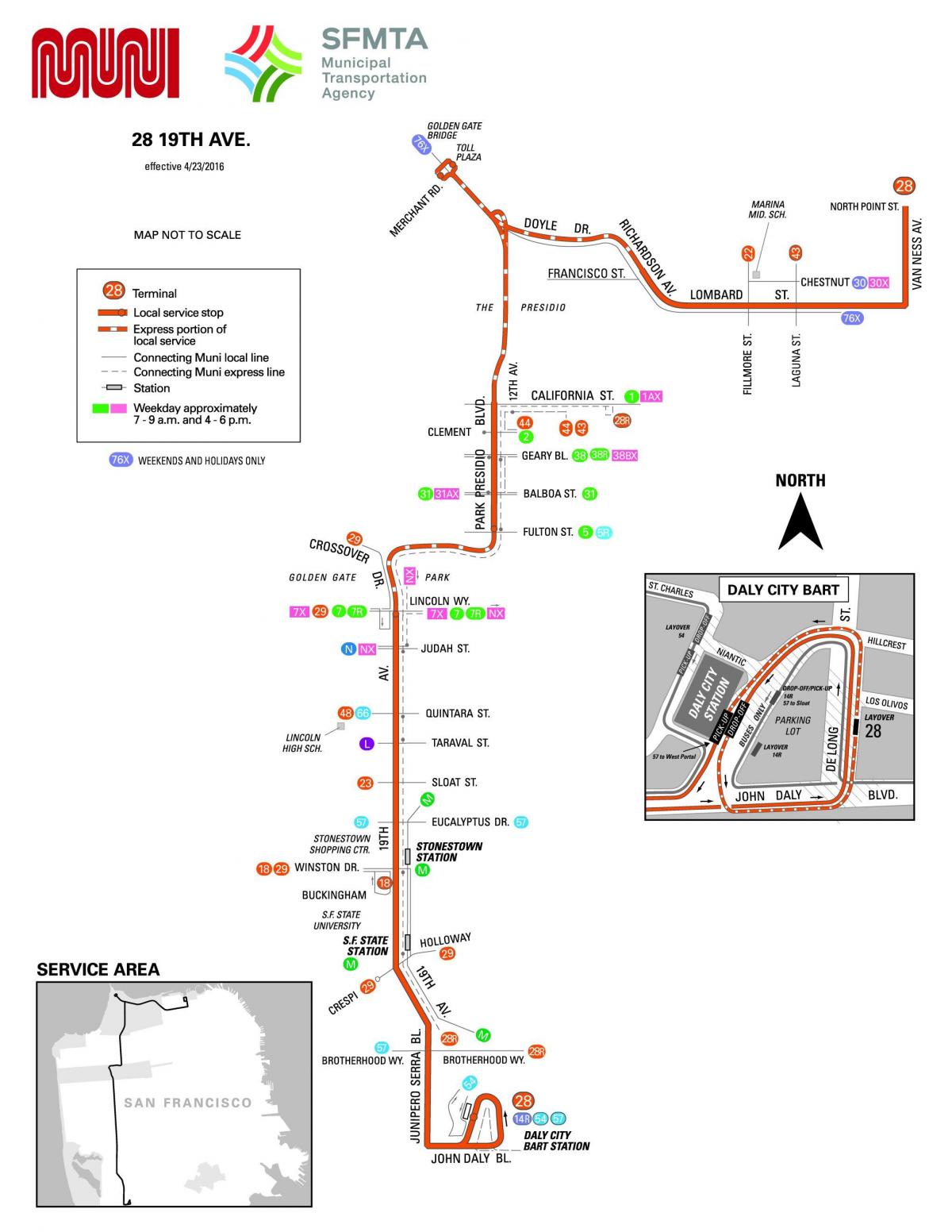 San Francisco bus 28 route kaart