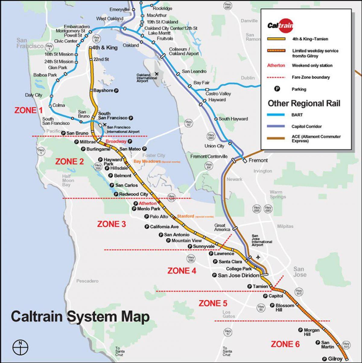 caltrain route kaart