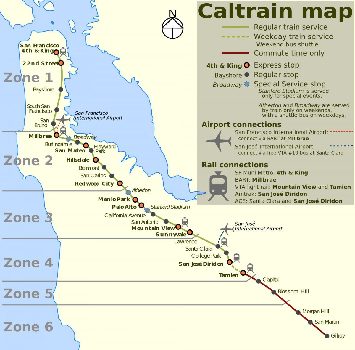 San Francisco caltrain kaart