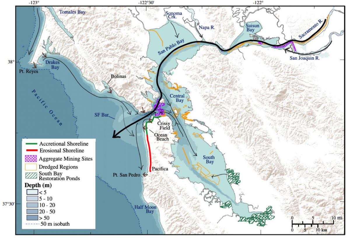 Kaart van de baai van San Francisco diepte