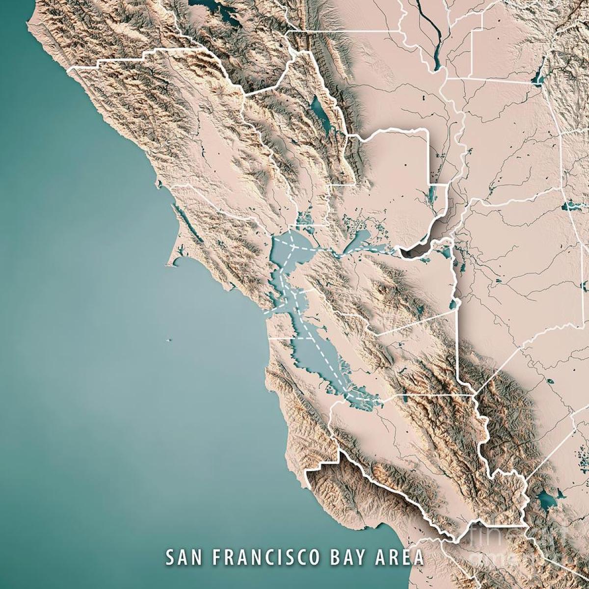 Kaart van de baai van San Francisco topografische 