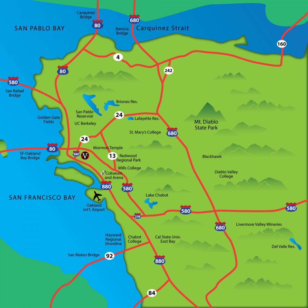 oosten van de baai van californië kaart