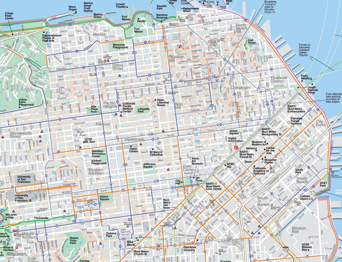Kaart van gedetailleerde San Francisco