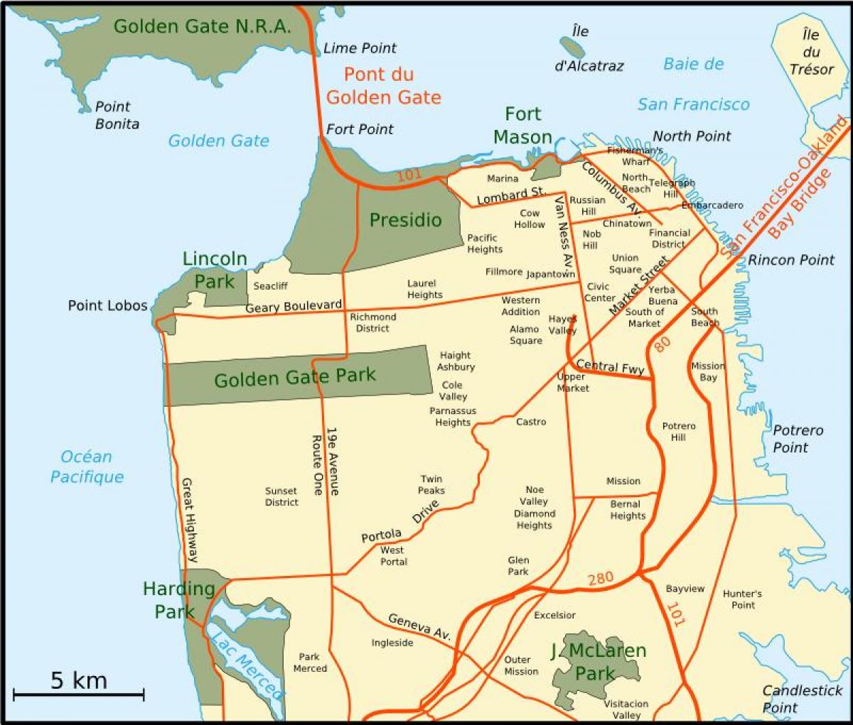 Kaart van grotere bay area