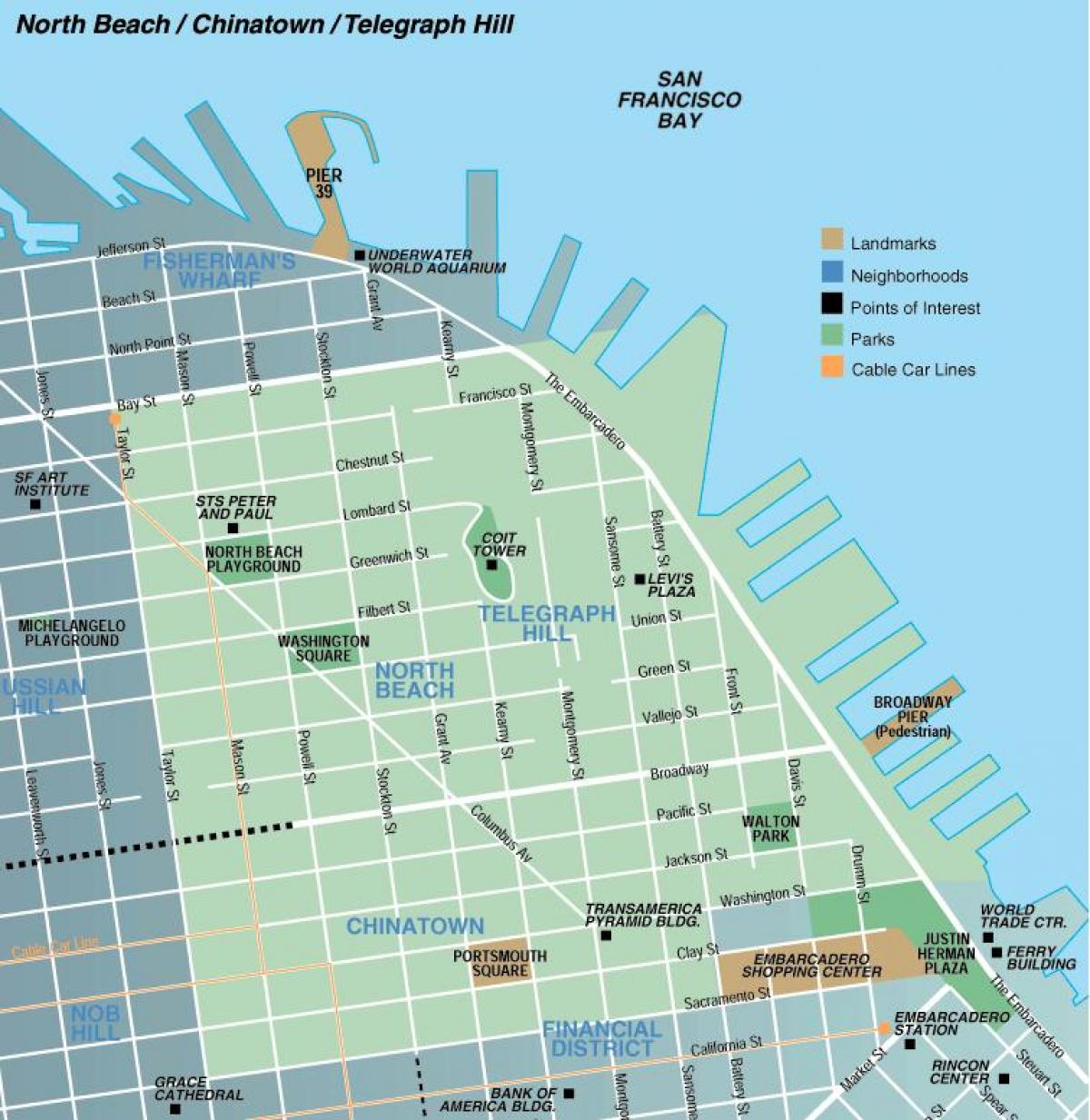 Kaart van north beach San Francisco