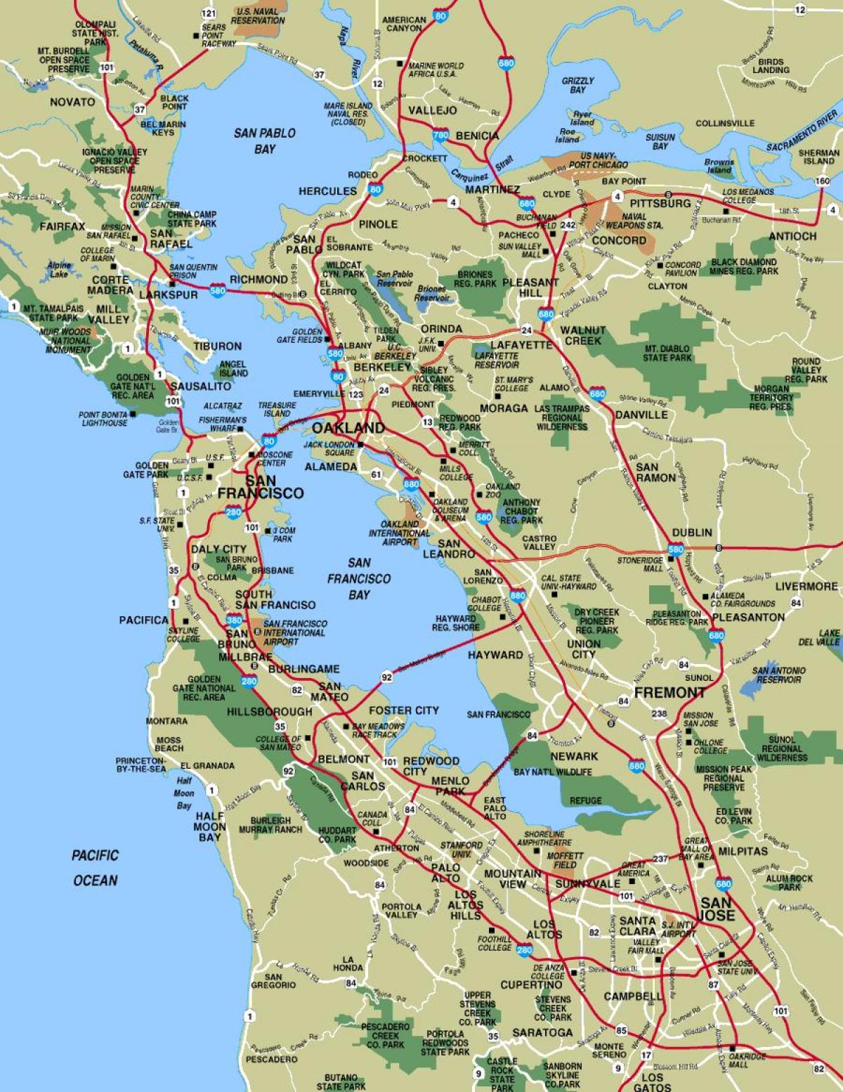 San Francisco en omgeving kaart
