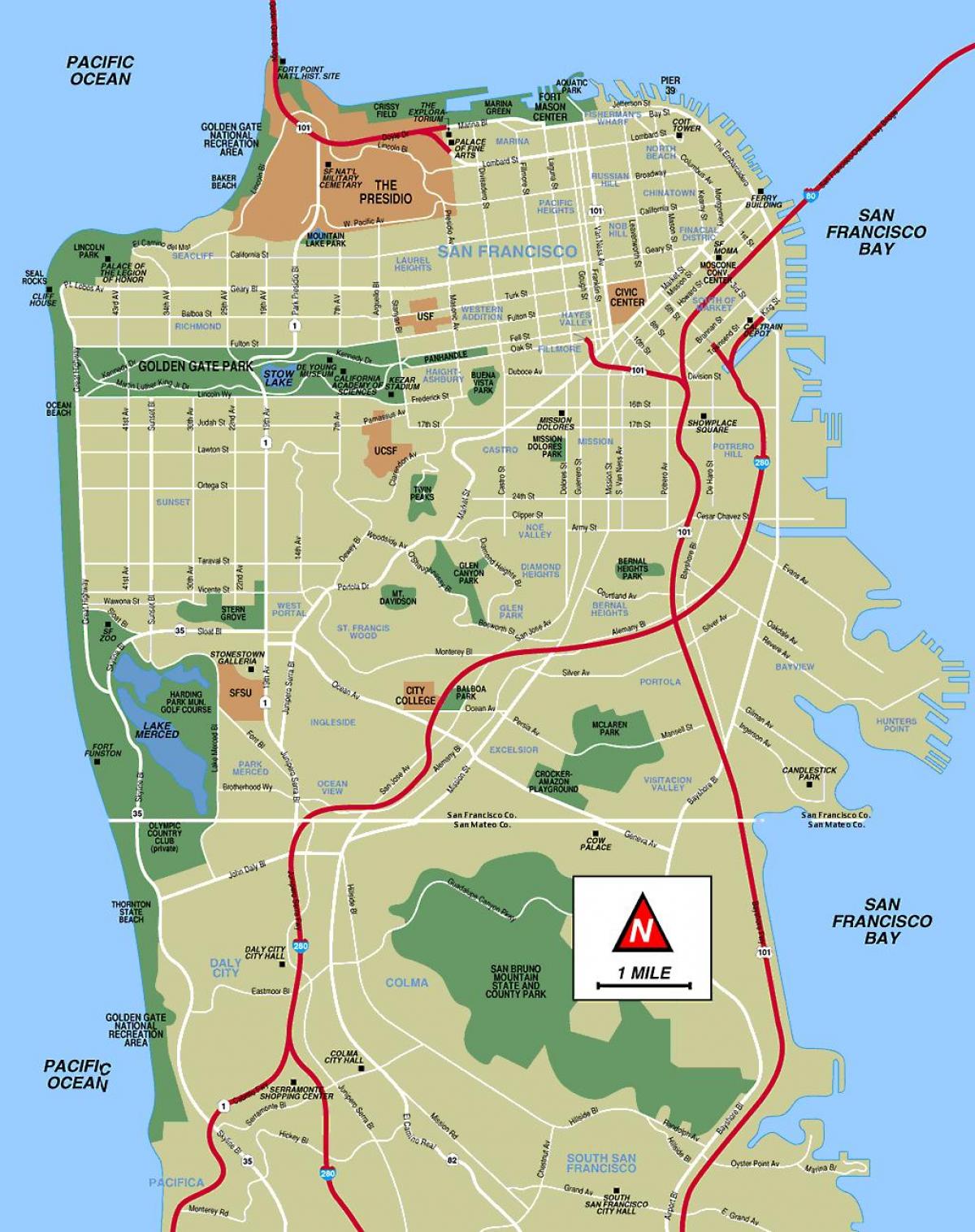 een kaart van San Francisco