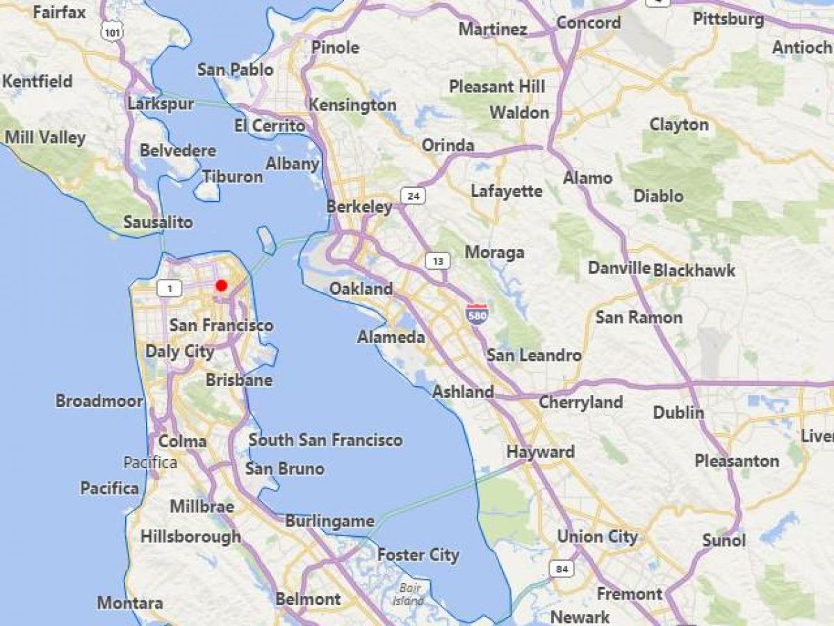 kaart van californië steden in de buurt van San Francisco