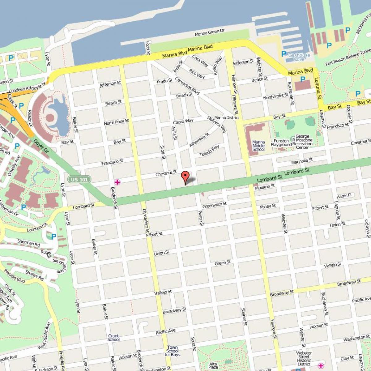 Kaart van lombard street, San Francisco