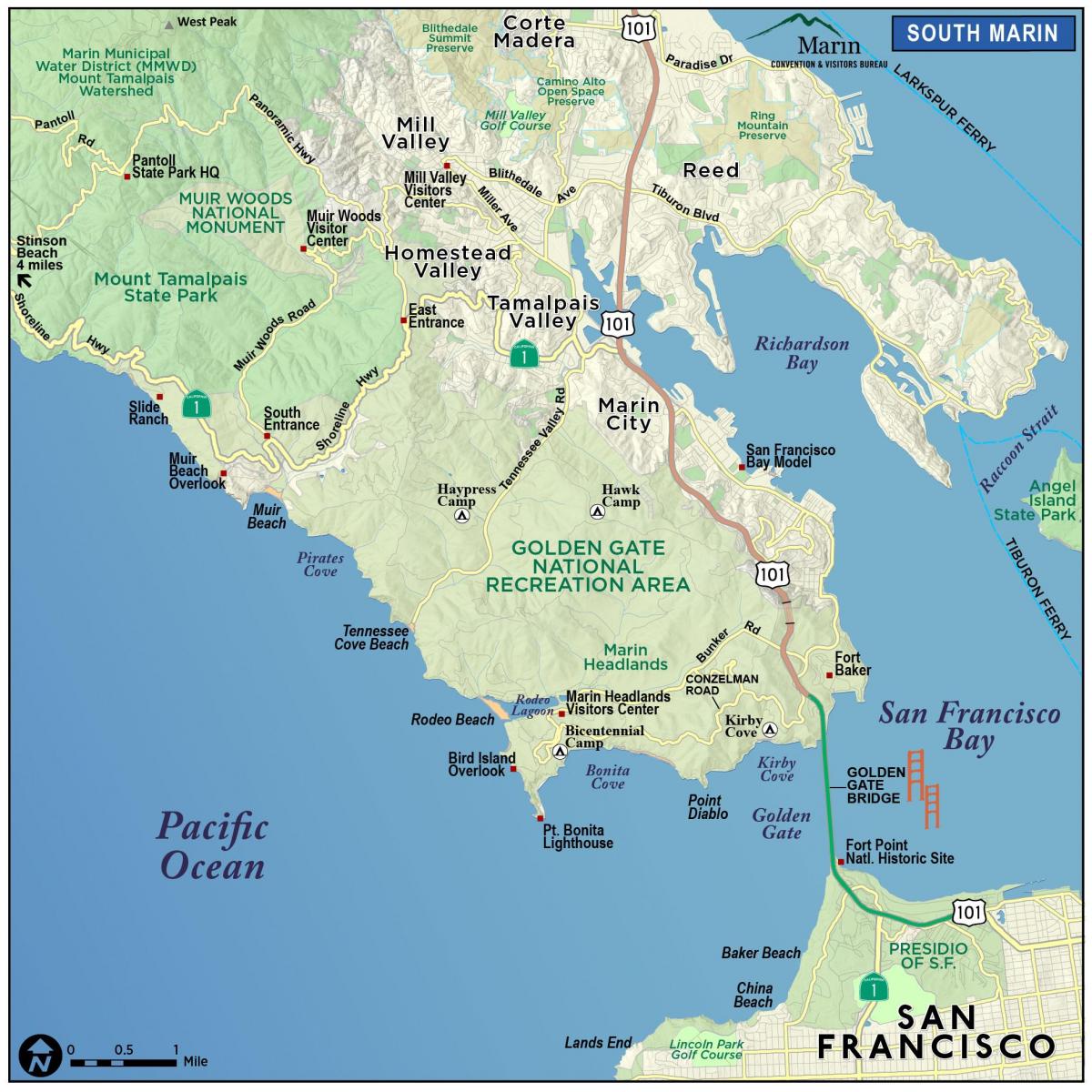Kaart van redwood forest San Francisco