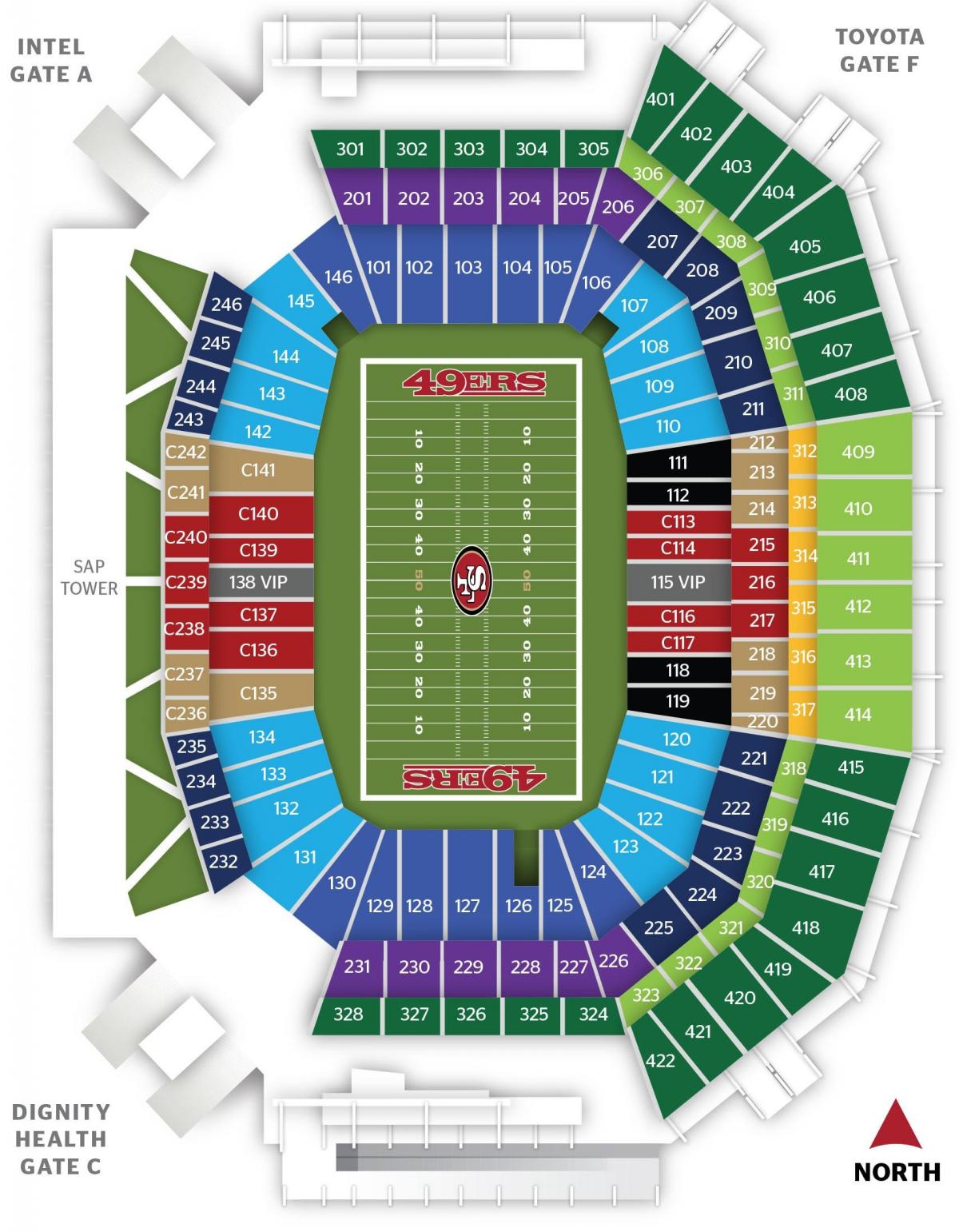Kaart van San Francisco 49ers stadion
