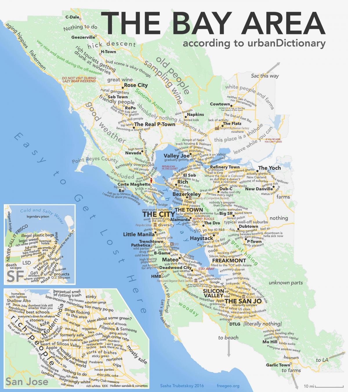 San Francisco bay area in californië kaart