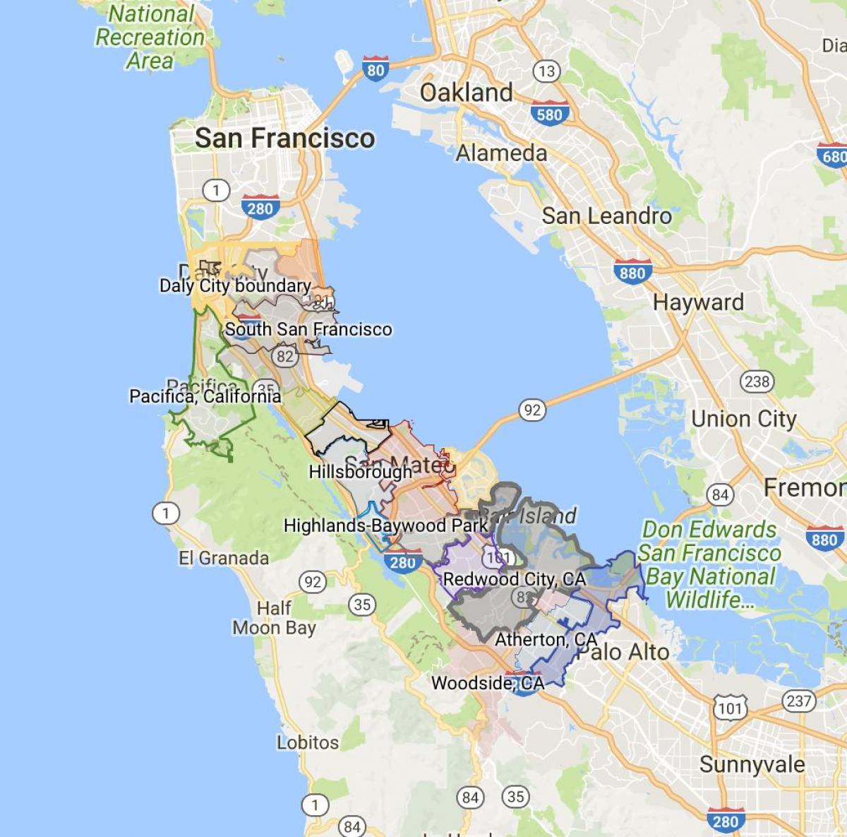 Kaart van San Francisco city limits