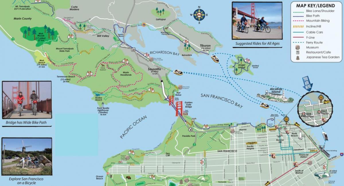 Kaart van San Francisco fiets tour