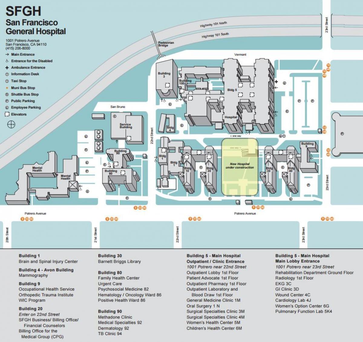 SFgh kaart van de campus