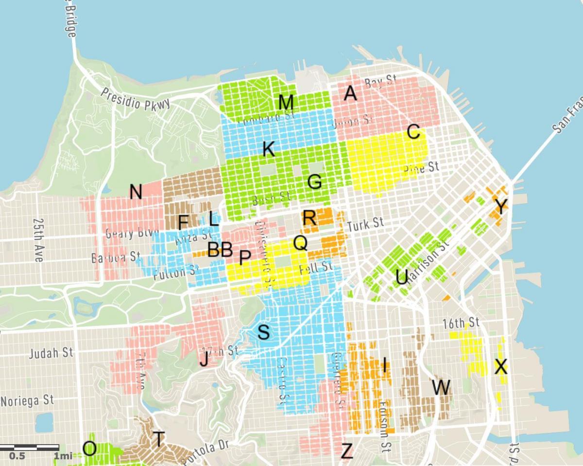gratis parkeren op straat in San Francisco kaart bekijken