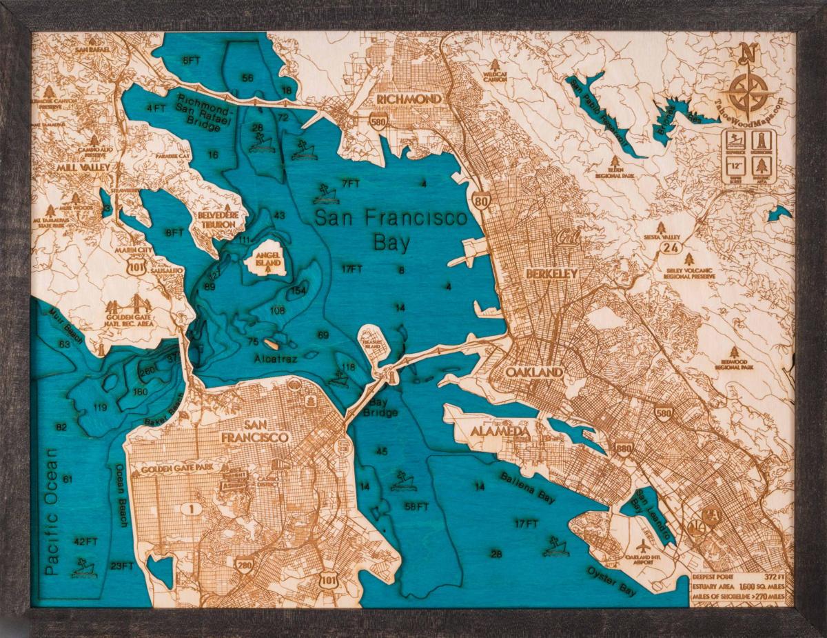 Kaart van San Francisco hout