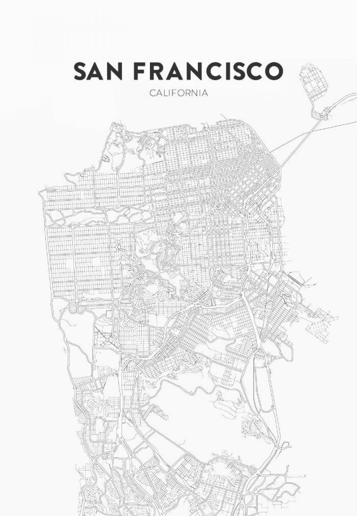 print de kaart van San Francisco