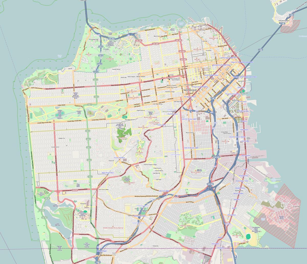 Kaart van San Francisco overzicht
