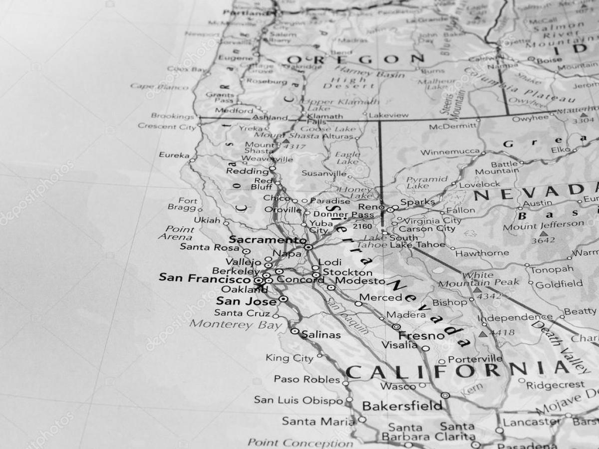 zwart-wit kaart van San Francisco