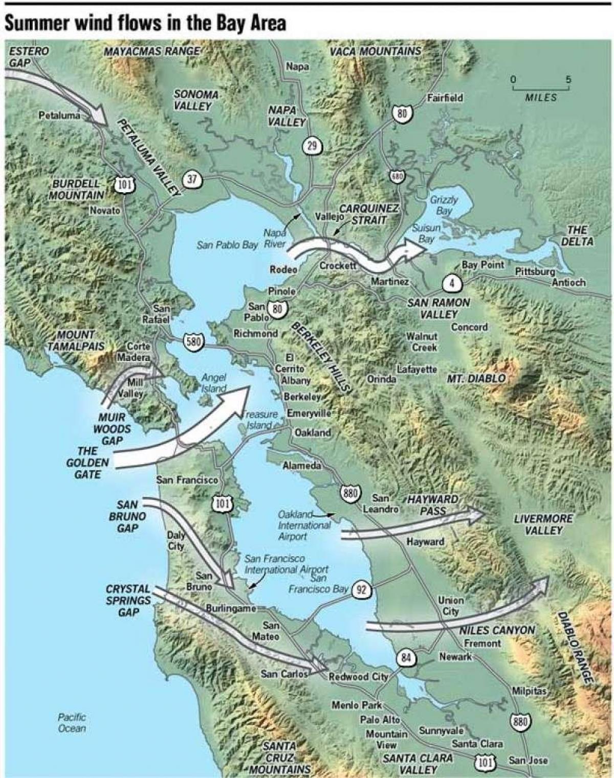 Kaart van San Francisco microklimaat