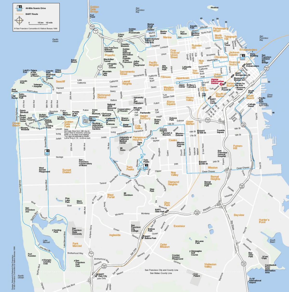 Kaart van San Francisco bezienswaardigheden