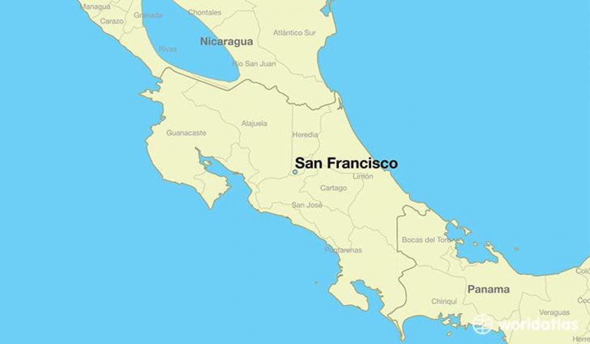 Kaart van San Francisco op een wereld
