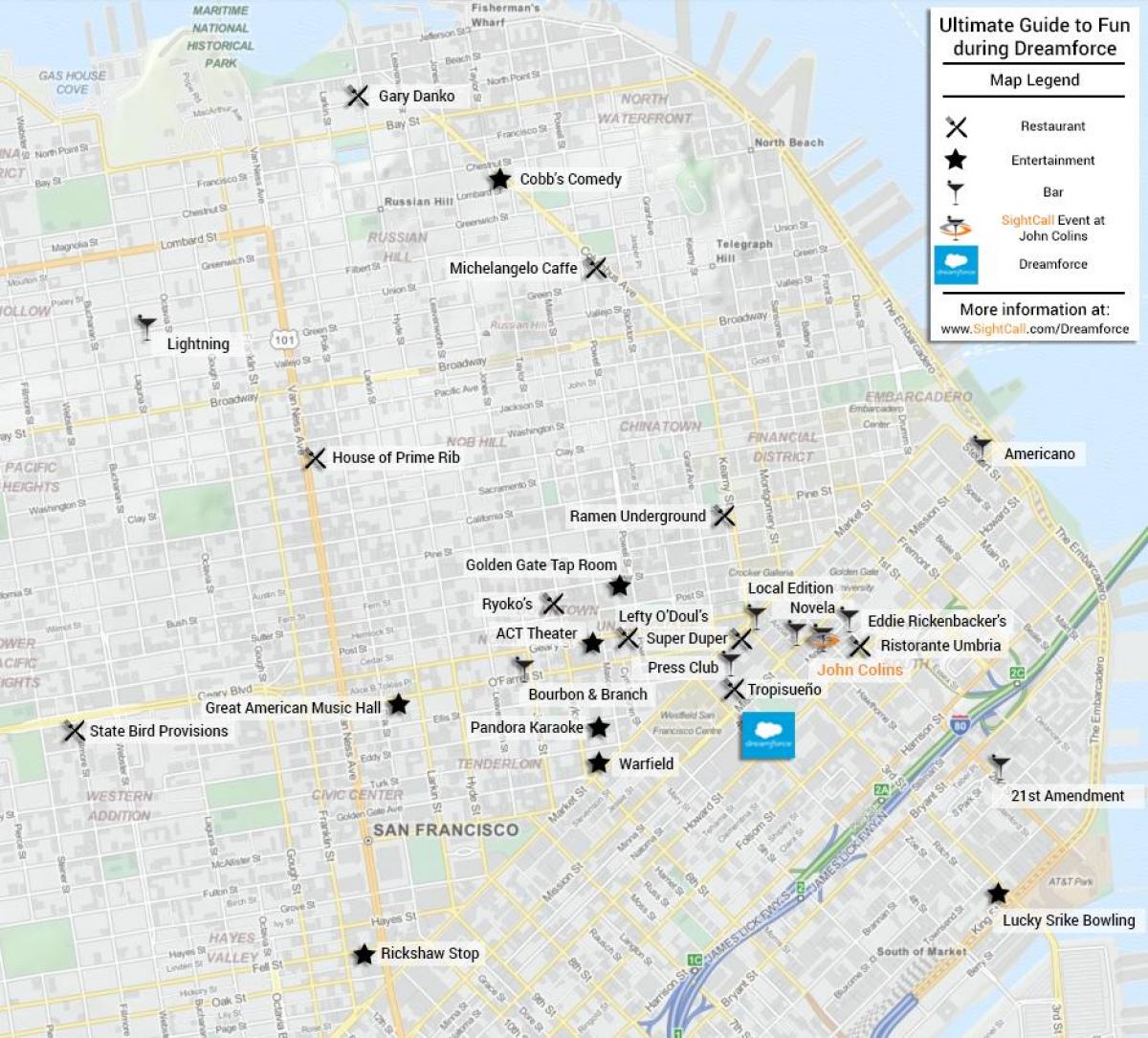 Kaart van San Francisco restaurant