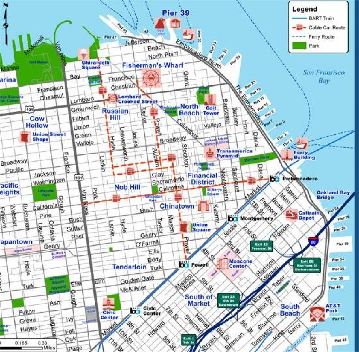 San Francisco city toeristische kaart