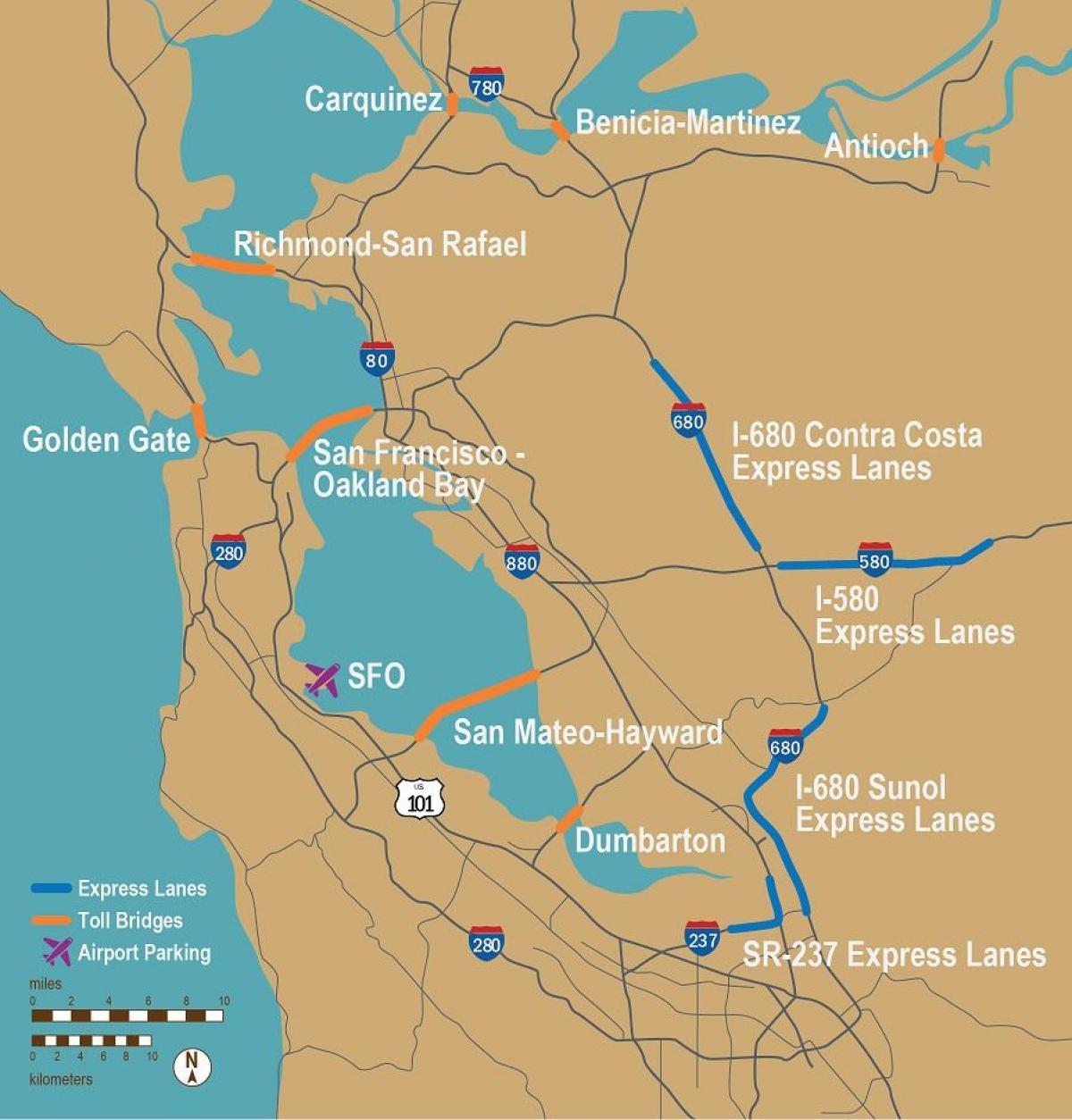 tolwegen San Francisco-kaart