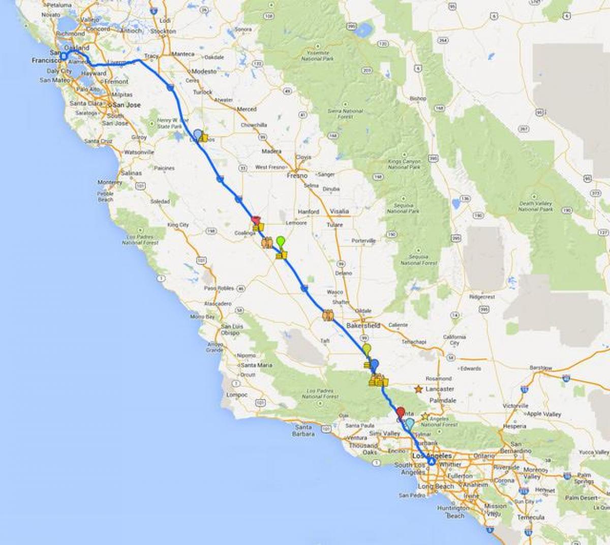 Kaart van San Francisco tour rijden