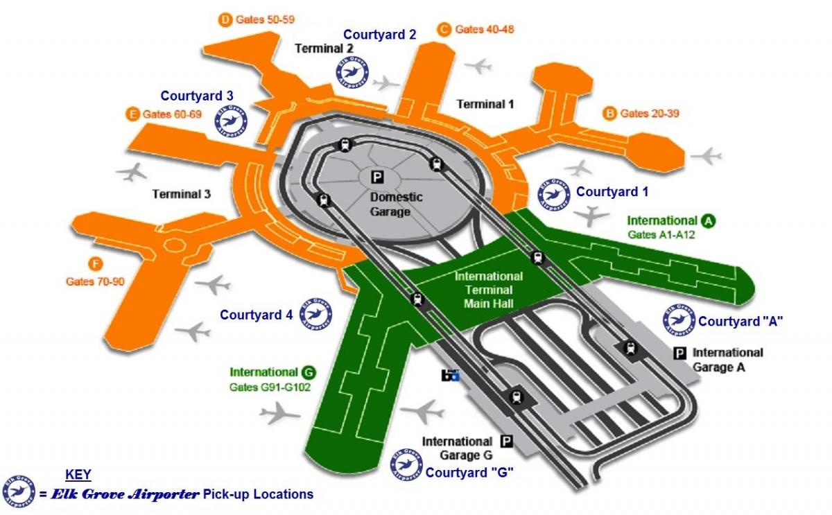 SFO internationale terminal van aankomst kaart