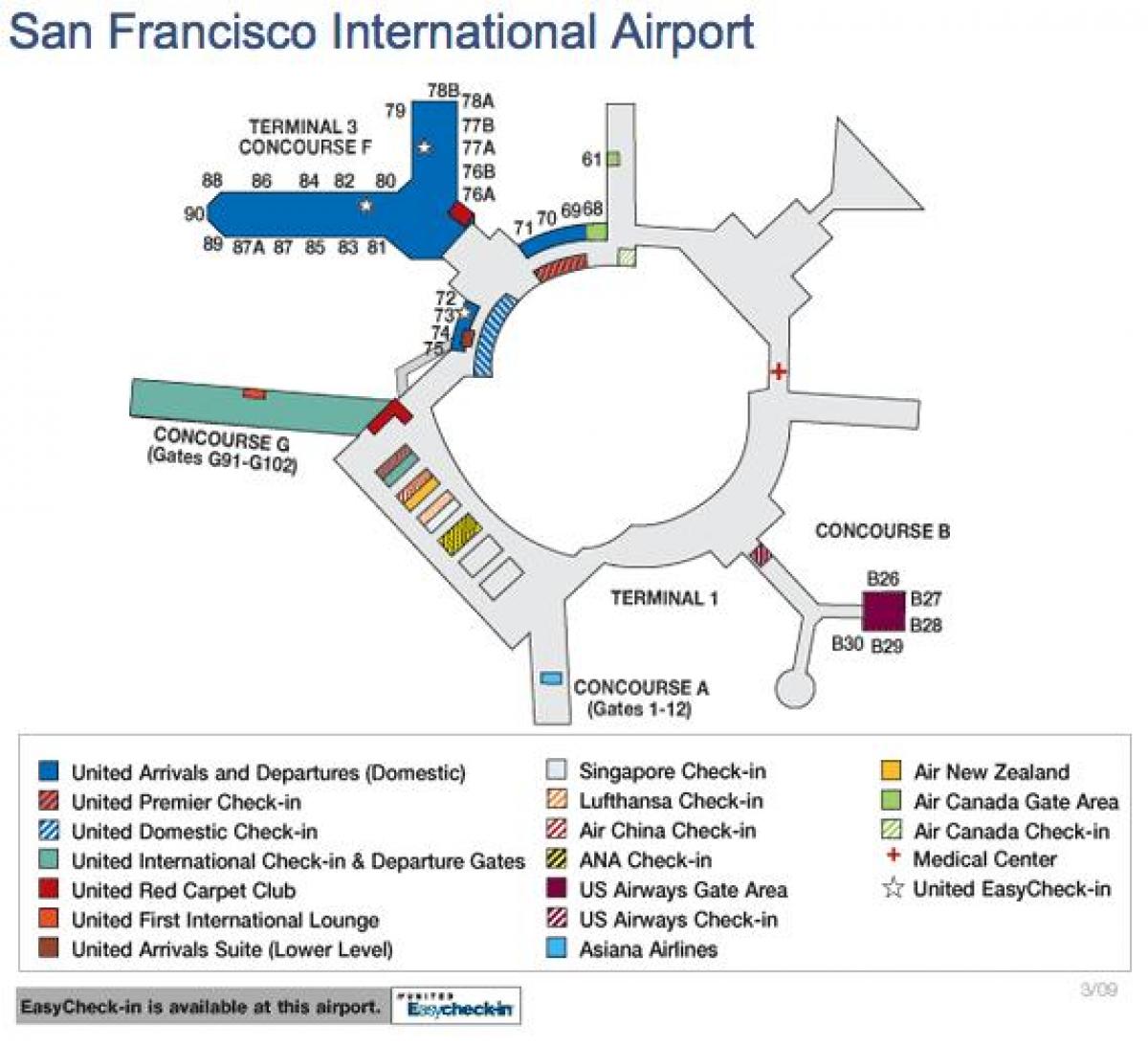 De luchthaven van San Francisco verenigde kaart