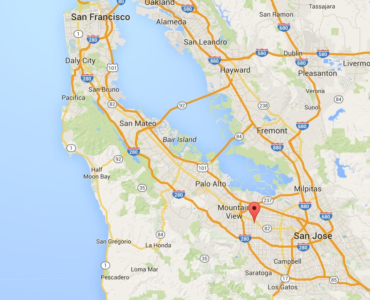 kaart van silicon valley steden