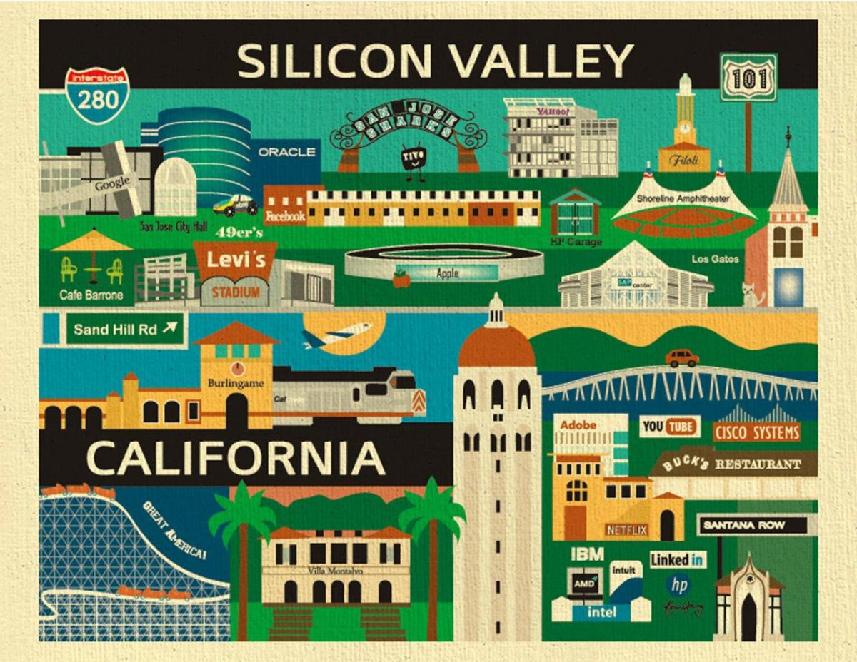 Kaart van silicon valley poster