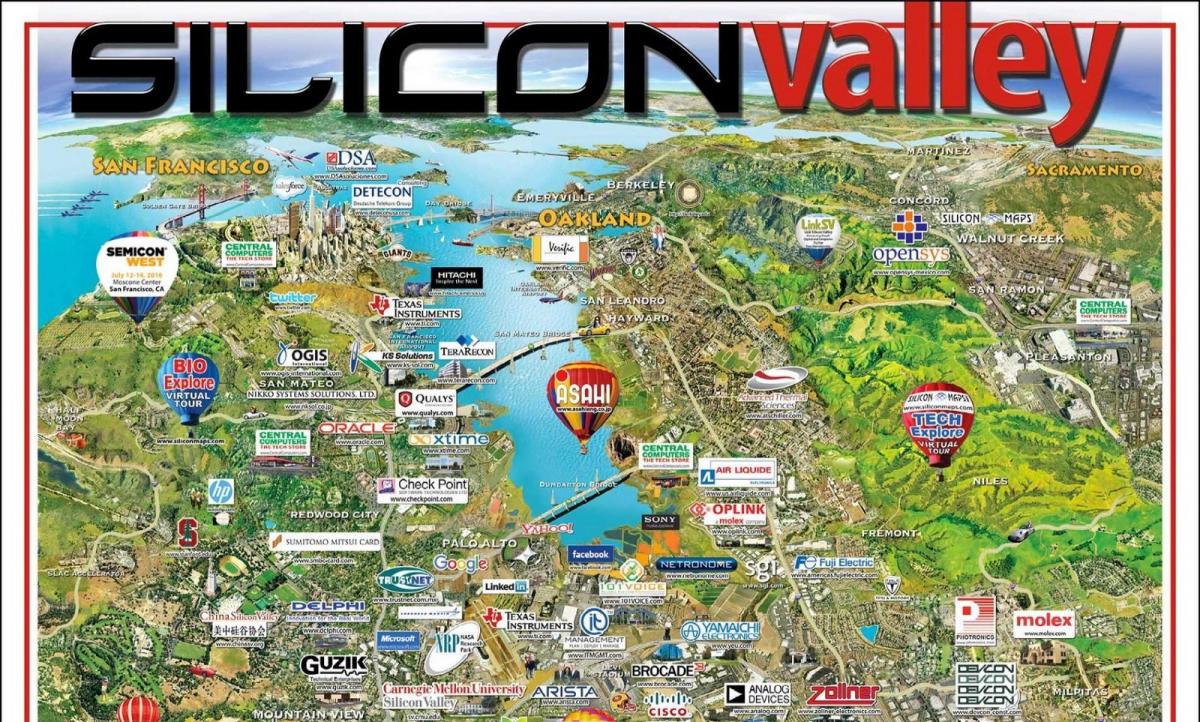 silicon valley-gebied kaart