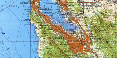 San Francisco bay area topografische kaart