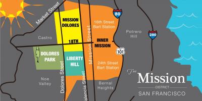 Kaart van het mission district in San Francisco