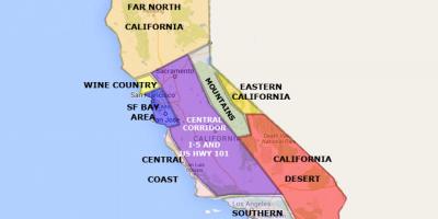 Kaart van californië ten noorden van San Francisco