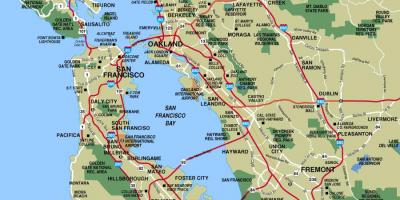 Kaart van steden rond San Francisco